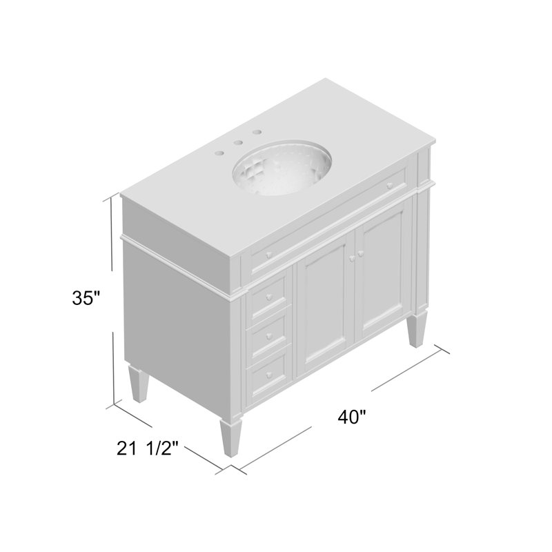 Lessie 40" FreeStanding Single Bathroom Vanity Set with Marble Vanity